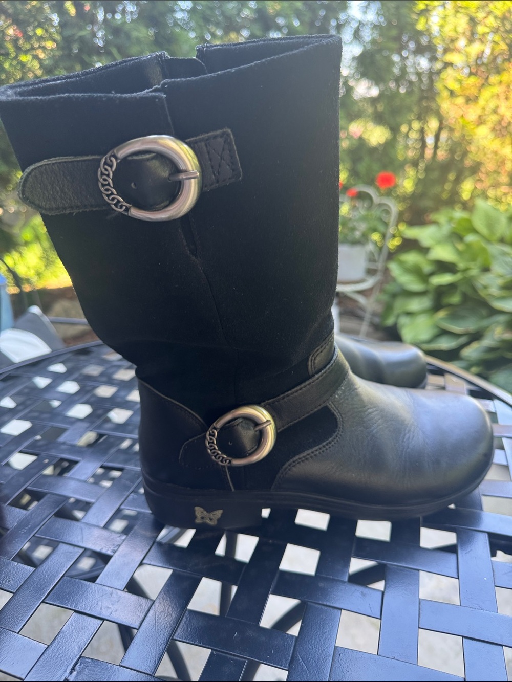 Alegria Kris black Mid Calf Boots Size 8(EU) 38 suede and leather